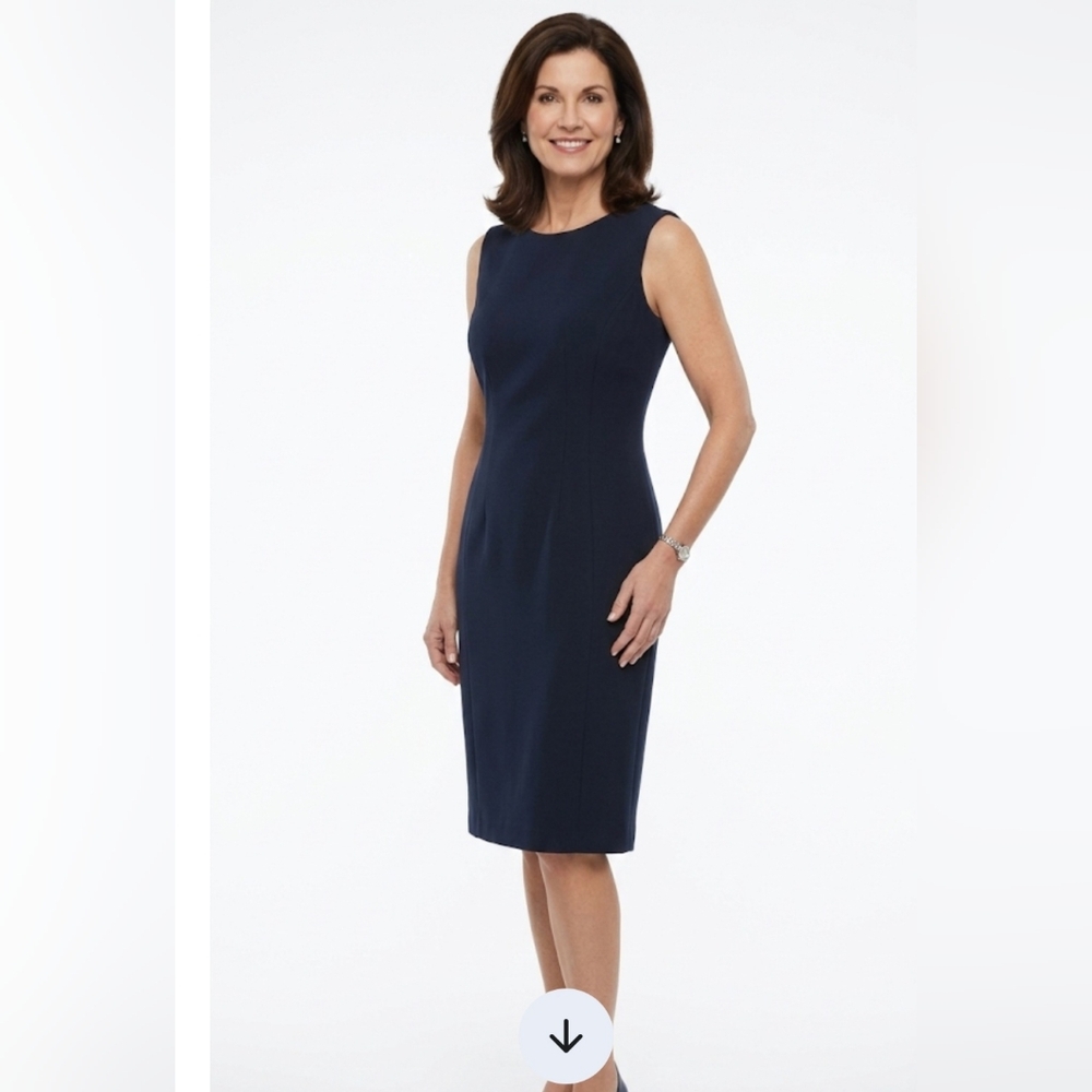 Talbots Elegant Classic Navy Blue Sleeveless Dress, Size 8